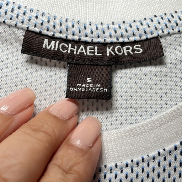 Michael Kors white with blue print T-shirt sz S - Picture 4 of 6